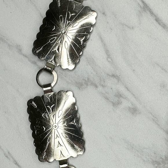 Vintage Southwestern Concho Silver Chain Belt XS/Small (XS/S) Western Boho ✨ - Picture 7 of 11